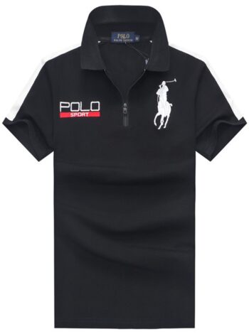 ראלף לורן-RALPH LAUREN POLO TSHIRT MEN'S SHORT DESGIN - Black