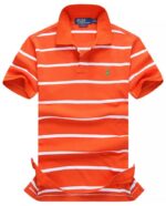 ראלף לורן-RALPH LAUREN POLO TSHIRT MEN'S SHORT DESGIN - Burnt ORG & White
